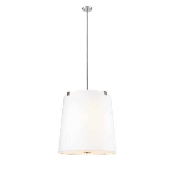 Z-Lite Weston Pendant, 6-Light, 24 In.W x 24 In.H, Brushed Nickel/White Linen 3501P24-BN - main